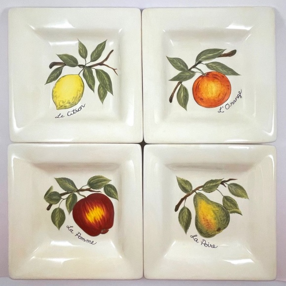 Tabletops Unlimited Le Fruit, Citrus Set of 4 Square Salad Plates - Picture 1 of 1